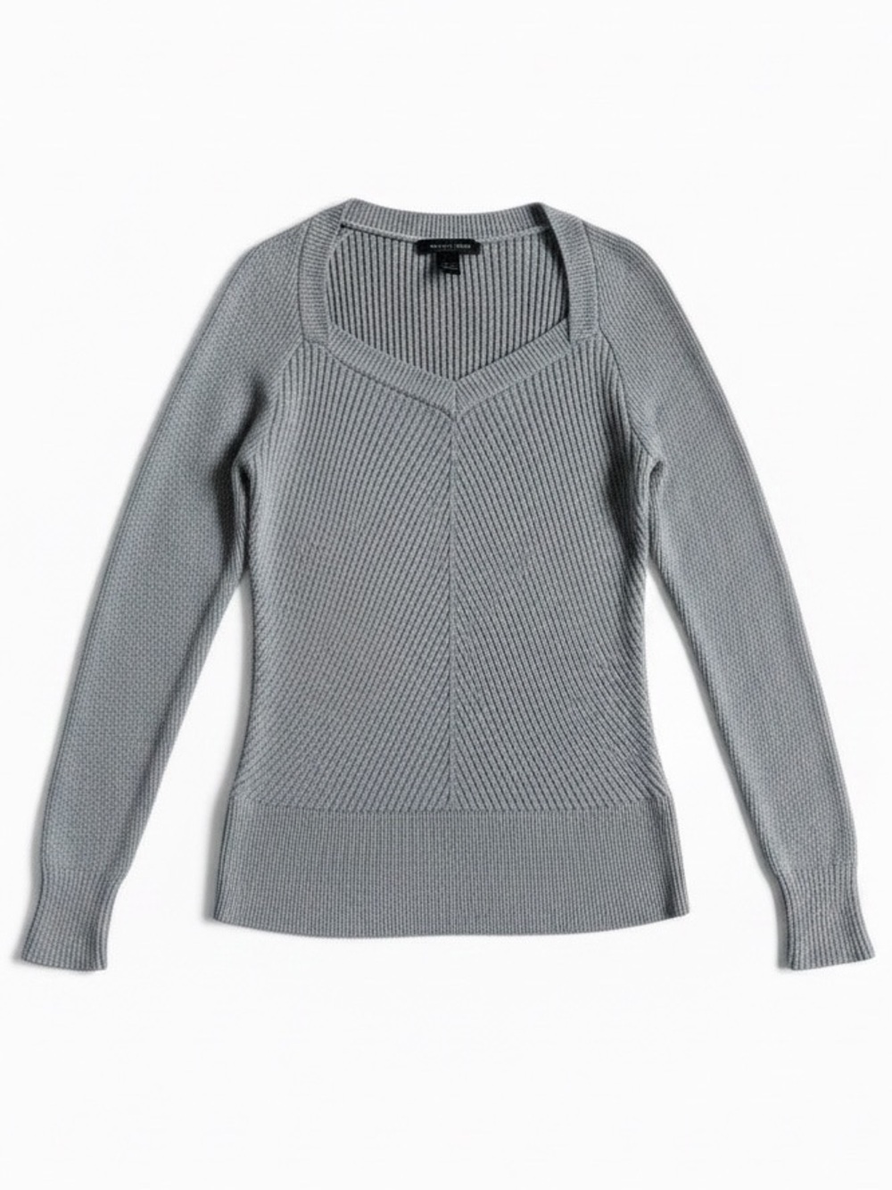 White House Black Market Ribbed Metallic Knit Sweater Gray Silver Medium